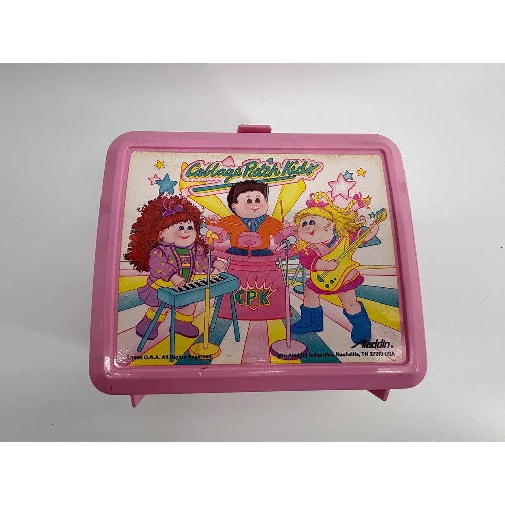 Vintage 1990 Cabbage Patch Kids Lunch Box Aladdin Pink Plastic Kidcore Retro Y2K